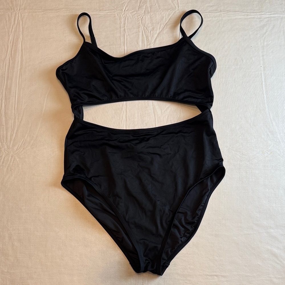 Madewell Women's Black Second Wave Cutout One Piece Swimsuit Size XL